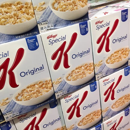 Kellogg's cereals, including Special K, are seen at a store in Arlington, Virginia, December 1, 2016.    Kellogg's is facing a boycott organized by the Trump-aligned Breitbart News after the cereal giant decided to pull its advertising from the website. In the latest clash over corporate marketing and politics, Breitbart called on its readers to stop buying Kellogg's products to protest the company's "act of discrimination and intense prejudice."     / AFP PHOTO / SAUL LOEBSAUL LOEB/AFP/Getty Images ORIG FILE ID: AFP_IO0H1