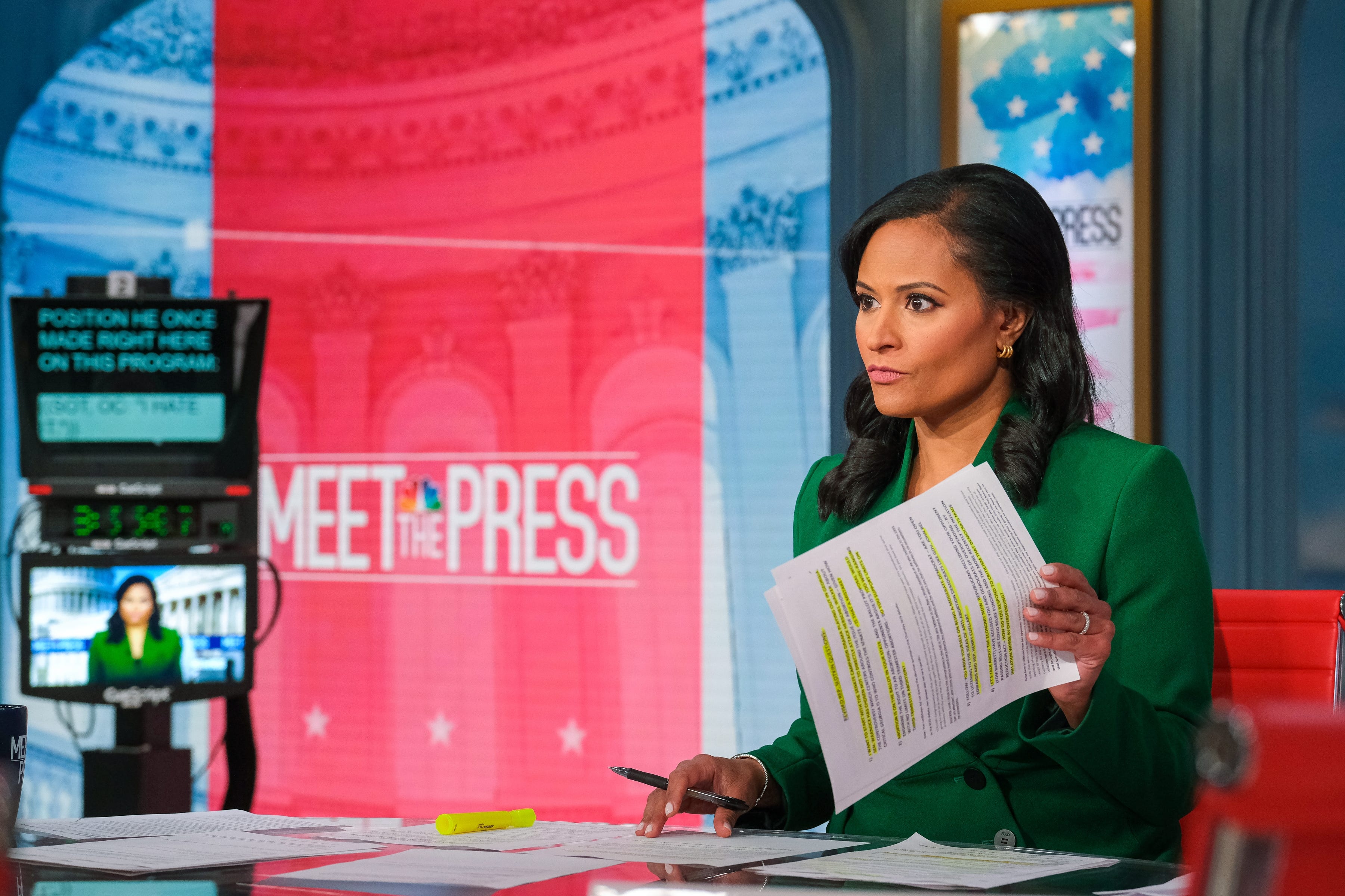Guest moderator Kristen Welker appears on 