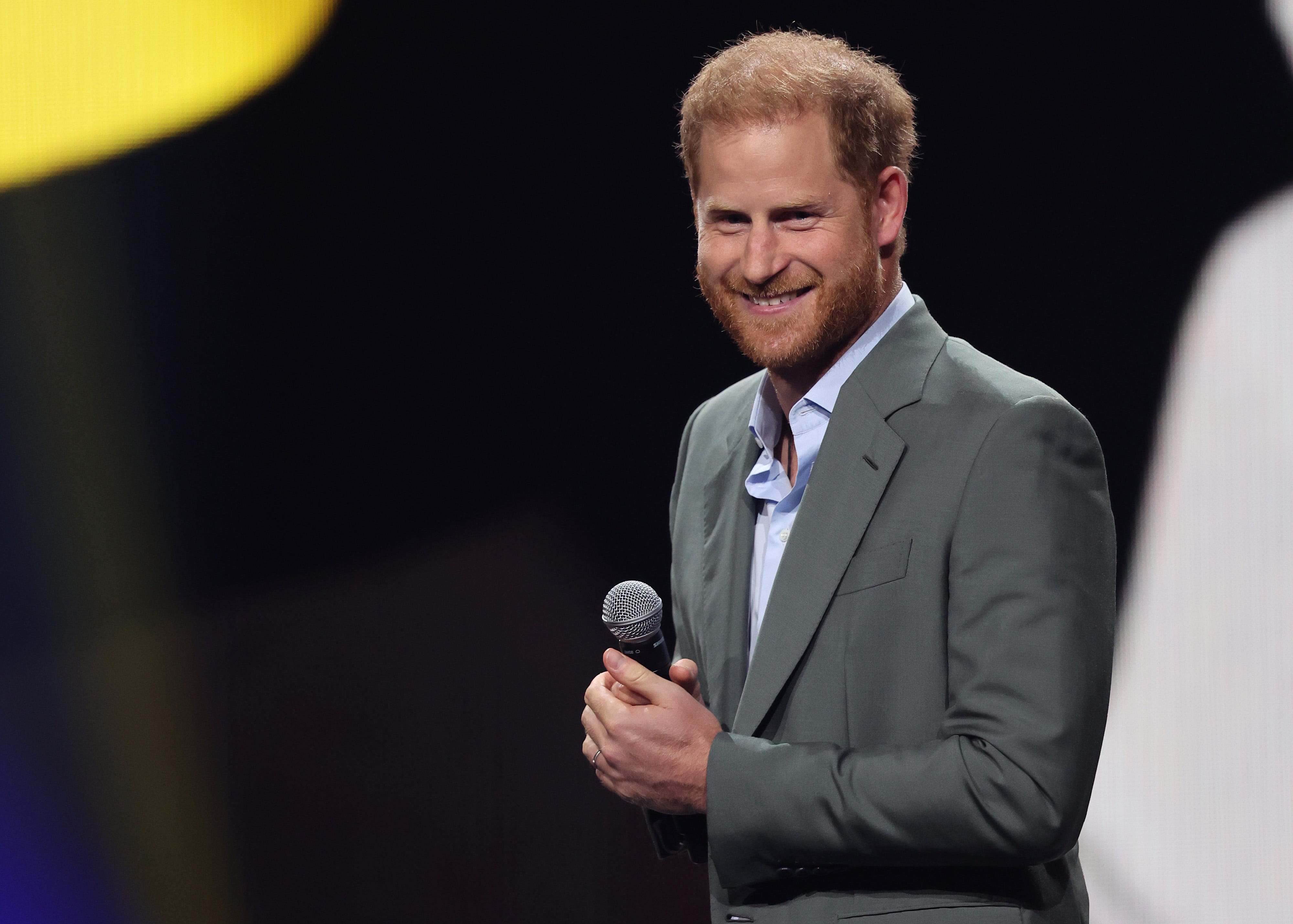 DÜSSELDORF, GERMANY - SEPTEMBER 09: Prince Harry, Duke of Sussex onstage during the opening ceremony of the Invictus Games Düsseldorf 2023 on September 09, 2023 in Düsseldorf, Germany. (Photo by Chris Jackson/Getty Images for the Invictus Games Foundation) ORG XMIT: 776028158 ORIG FILE ID: 1670173051