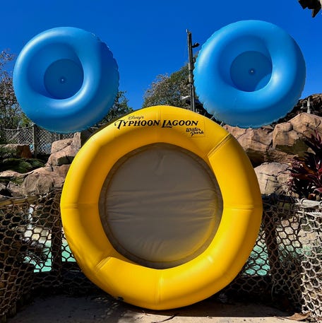 A raft and floats form a not-so-hidden Mickey at Disney's Typhoon Lagoon.
