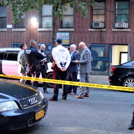 Police are seen in the Bronx borough of New York City where on Friday, Sept. 15, 2023, at least one child died as a result of coming into contact with a poisonous substance in the Divino Nino Day Care.