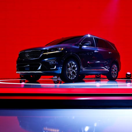 The 2019 Kia Sorento is unveiled at the Los Angeles Auto Show on Nov. 30, 2017.