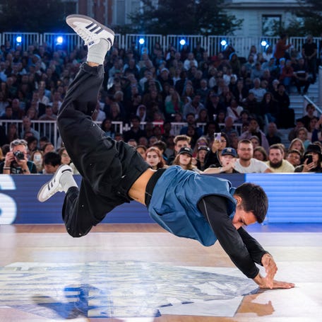 Victor Montalvo, aka B-boy Victor, competes during the World Breaking Championships.