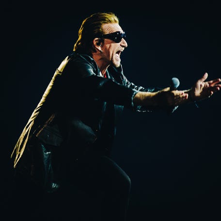 Bono adopted his persona of The Fly during U2's performance of songs from "Achtung Baby" at the opening night of the Sphere in Las Vegas, Sept. 29, 2023.