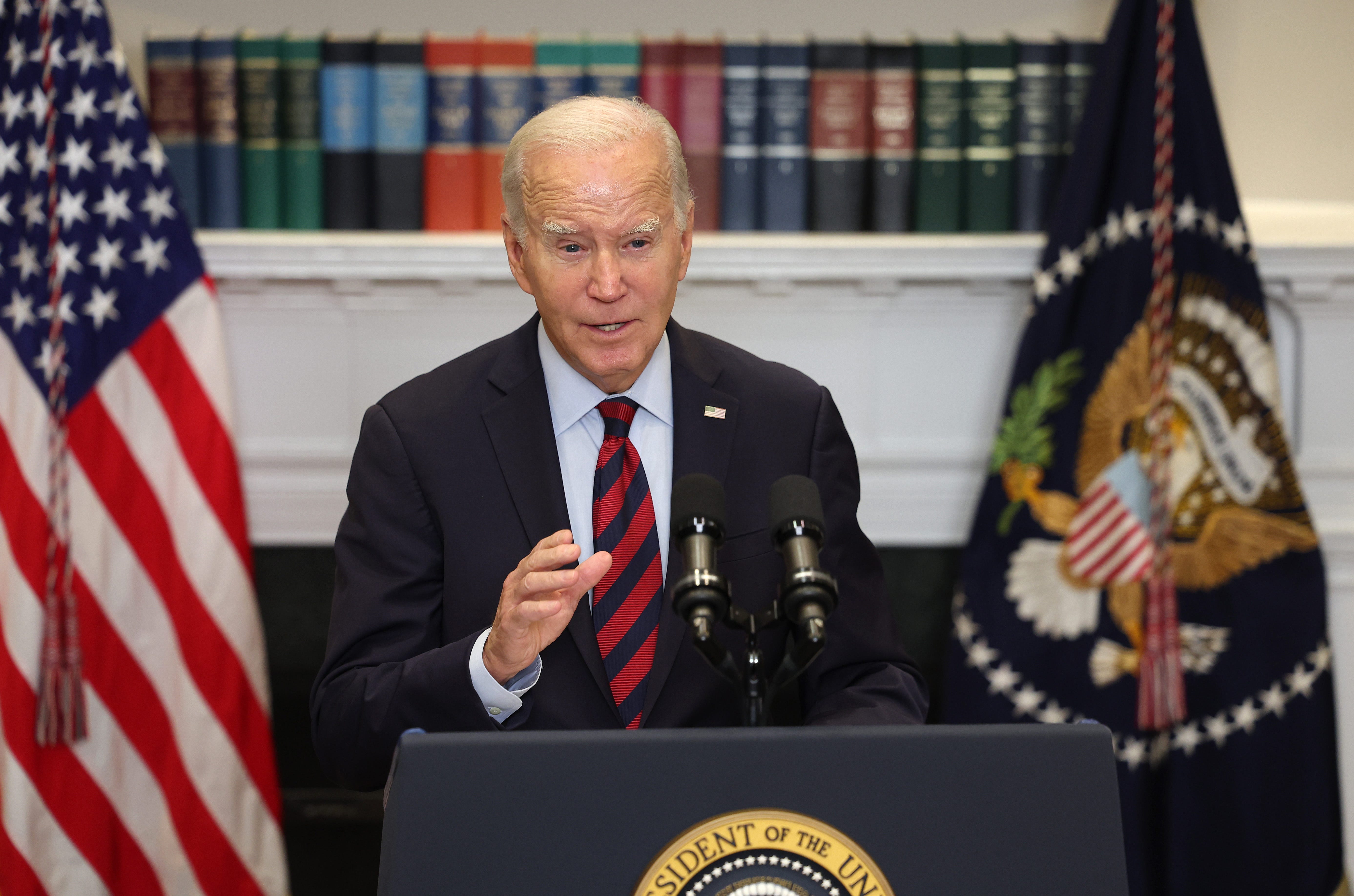 President Joe Biden delivers remarks on new Administration efforts to cancel student debt and support borrowers at the White House on October 04, 2023 in Washington, DC.