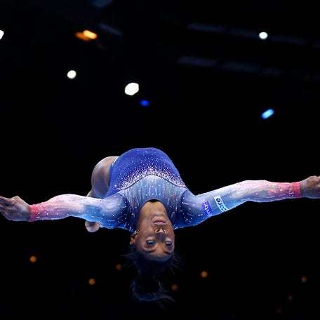 Simone Biles received the highest score of the day Wednesday for her floor exercise.