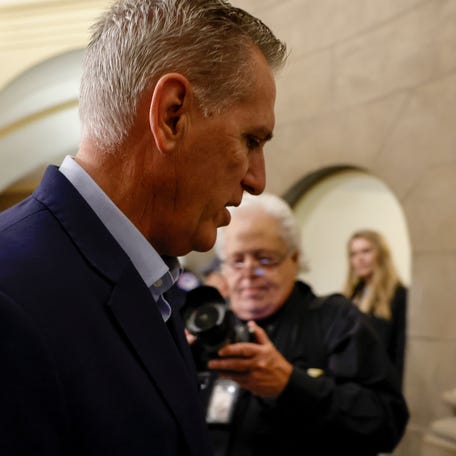 U.S. Rep. Kevin McCarthy, R-Calif., arrives to the U.S. Capitol Building on October 05, 2023 in Washington, DC.