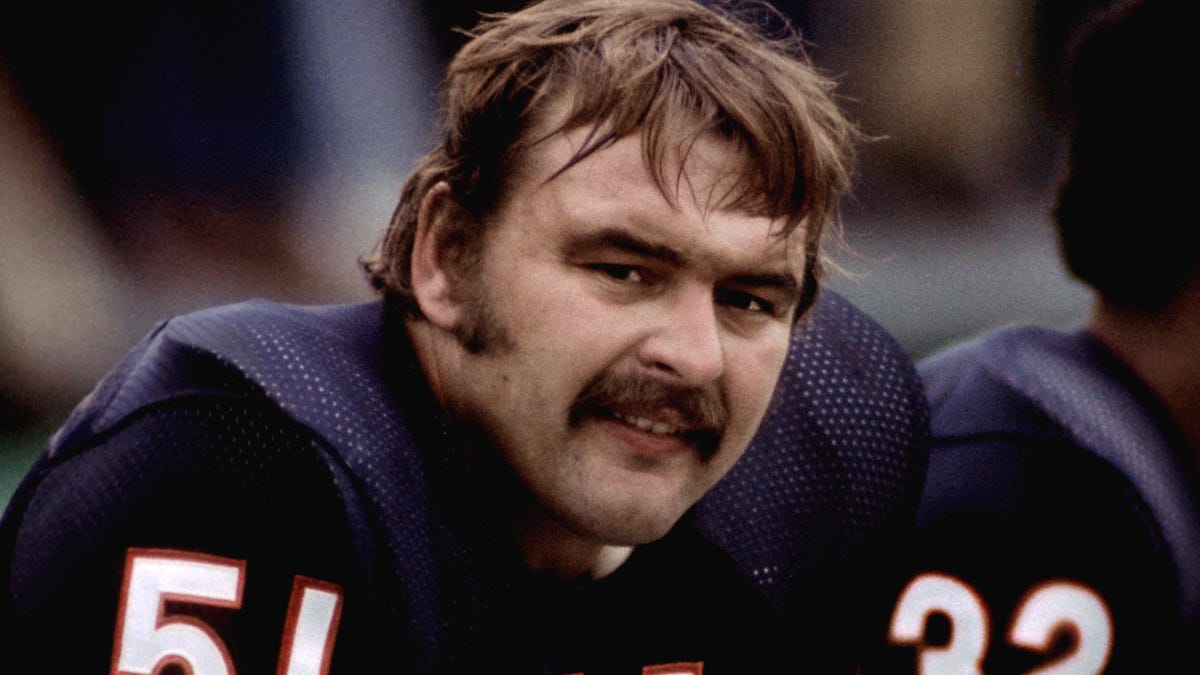 Chicago Bears linebacker Dick Butkus on the bench during a game against the Pittsburgh Steelers at Soldier Field on Sept. 19, 1971. Butkus, a fearsome middle linebacker for the Bears, has died, the team announced Thursday, Oct. 5, 2023. He was 80. According to a statement released by the team, Butkus' family confirmed that he died in his sleep overnight at his home in Malibu, Calif.