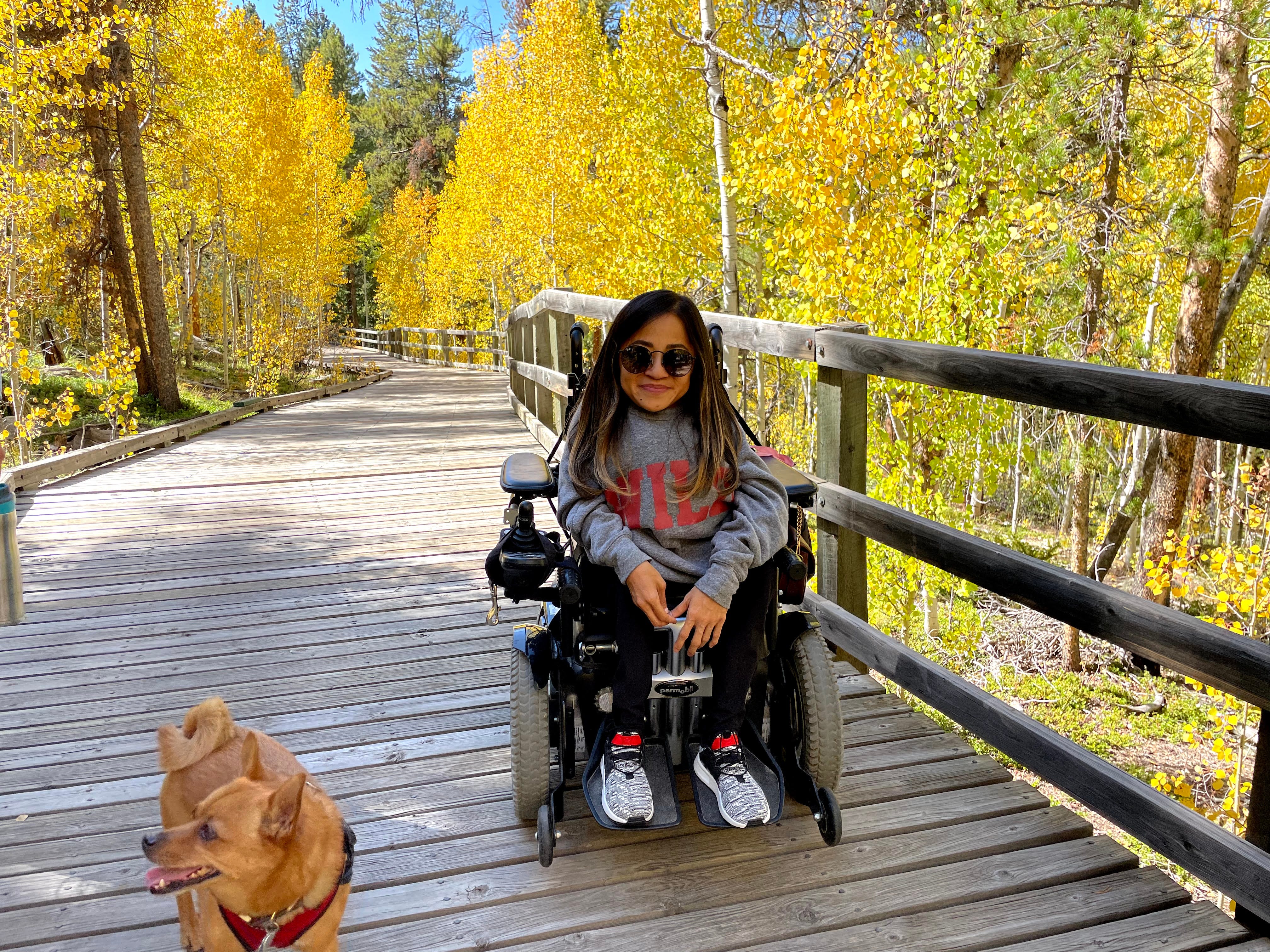Teresa Nguyen in her wheelchair.