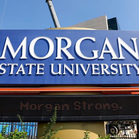 BALTIMORE, MARYLAND - OCTOBER 04: A sign reading "Morgan Strong" is displayed on the campus of Morgan State University on October 04, 2023 in Baltimore, Maryland. Police are still looking for a suspect who opened fire on the campus of the historically black college as students were attending a homecoming week event, injuring five people. This is the third year in a row where gun violence has marred the University's homecoming festivities. (Photo by Anna   Moneymaker/Getty Images)