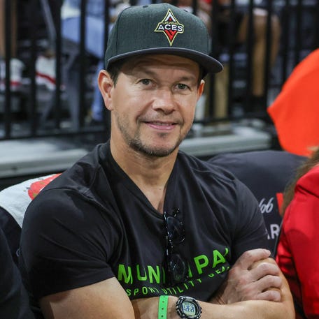 October 8, 2023 : Mark Wahlberg attends Game One of the 2023 WNBA Playoffs finals between the New York Liberty and the Las Vegas Aces at Michelob ULTRA Arena in Las Vegas, Nevada.