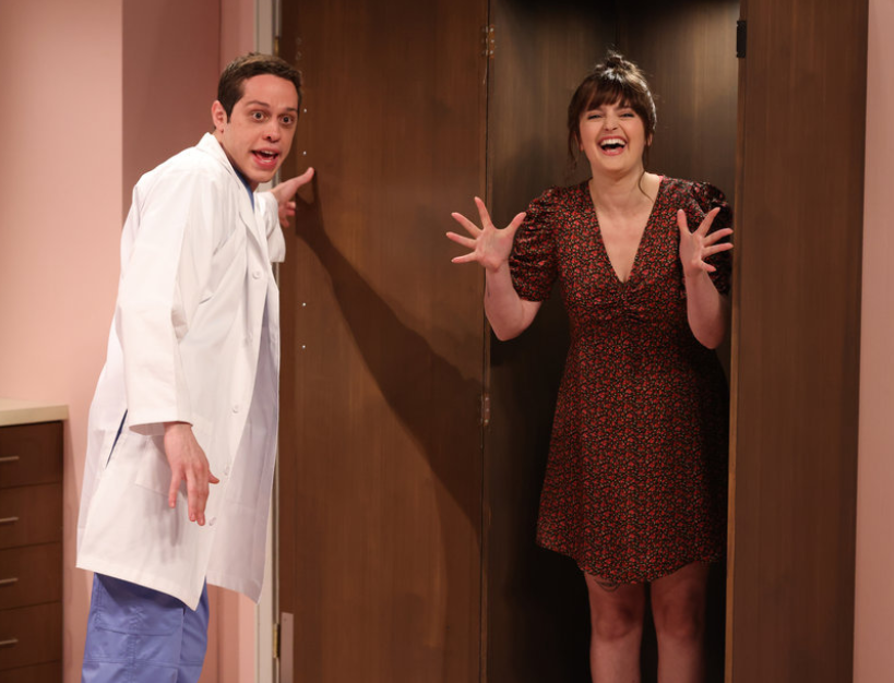 Host Pete Davidson and Ho-Ho-Kus native Chloe Troast, in her debut episode of 'Saturday Night Live,' on Oct. 14.