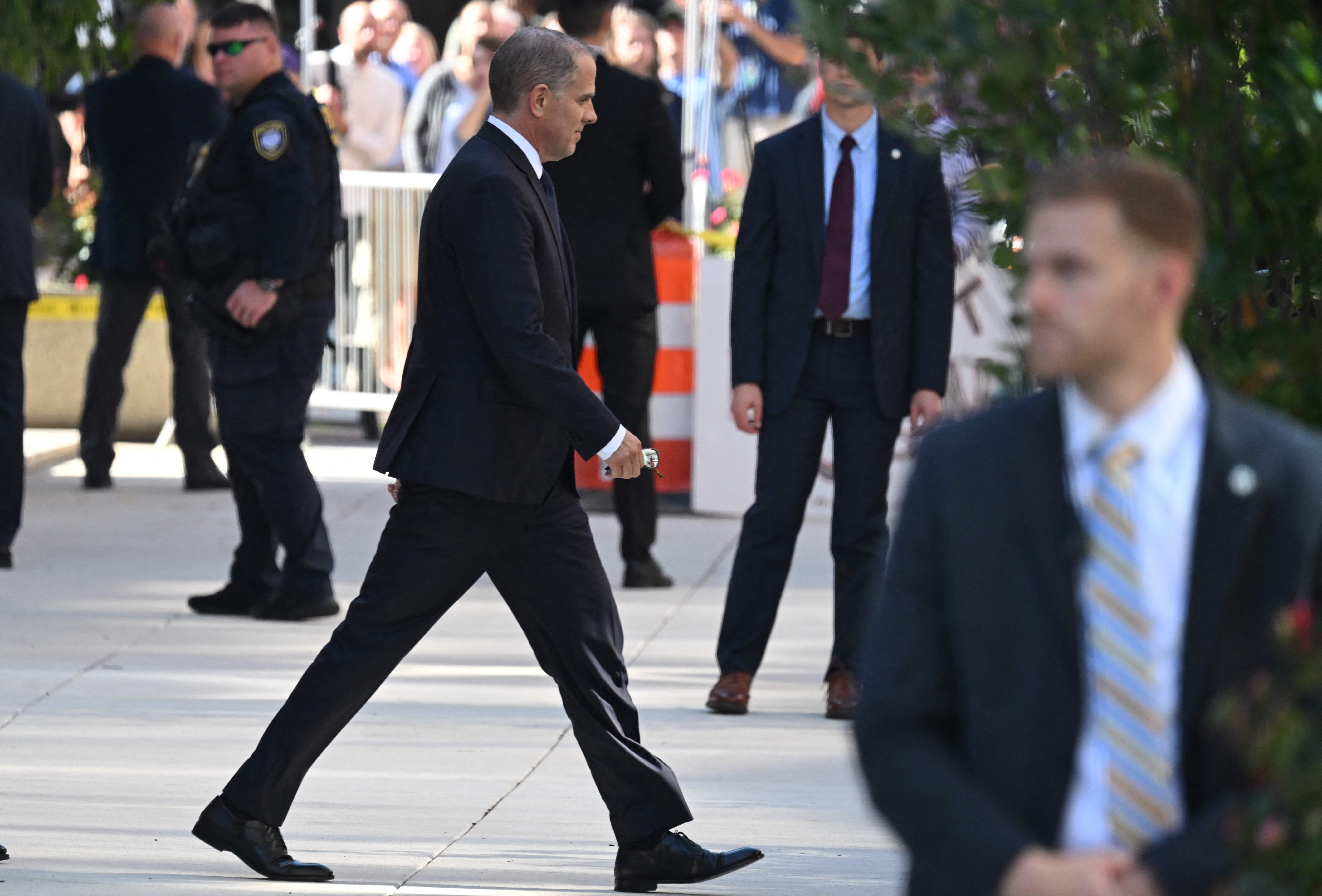 Hunter Biden, son of US President Joe Biden, leaves the J. Caleb Boggs Federal Building in Wilmington, Delaware, on October 3, 2023.