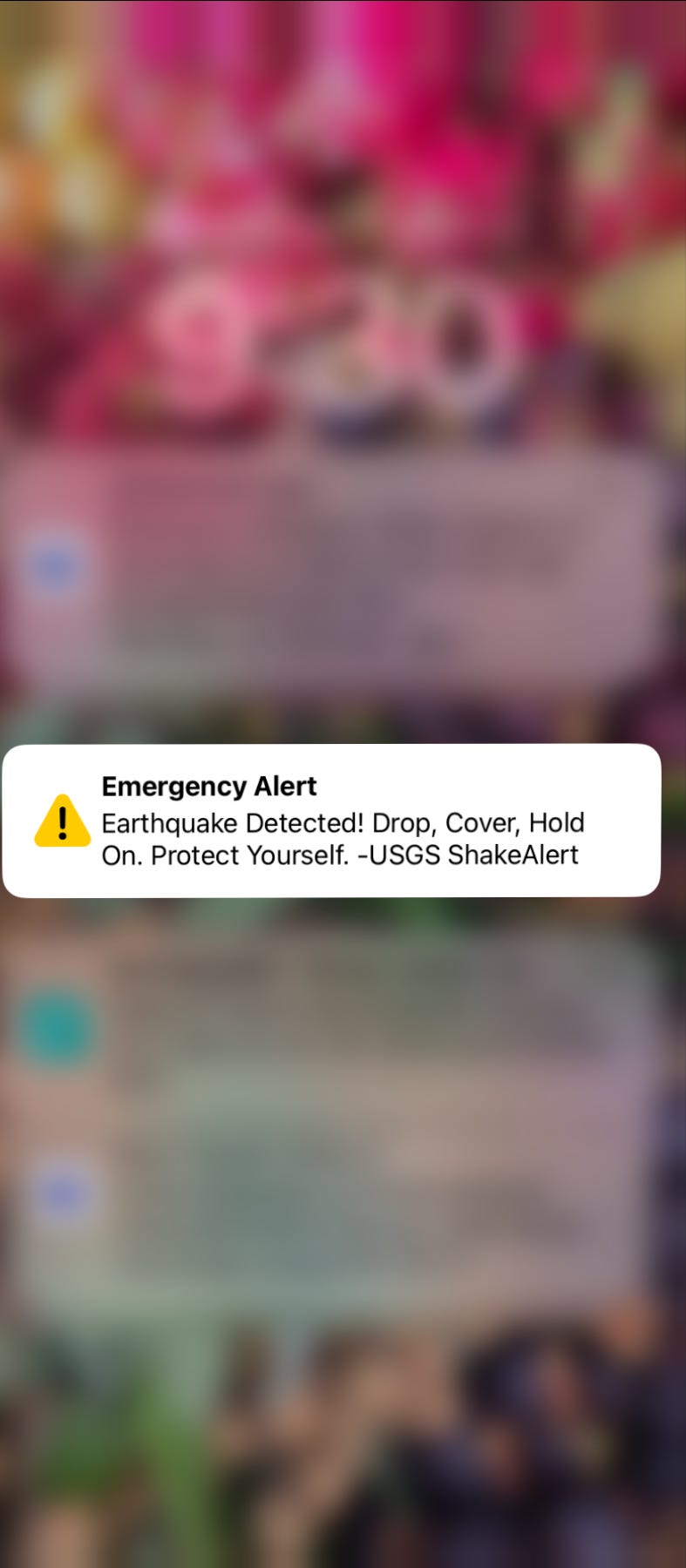 An alert from the My Shake app sent to Northern California residents after an earthquake on Wednesday.