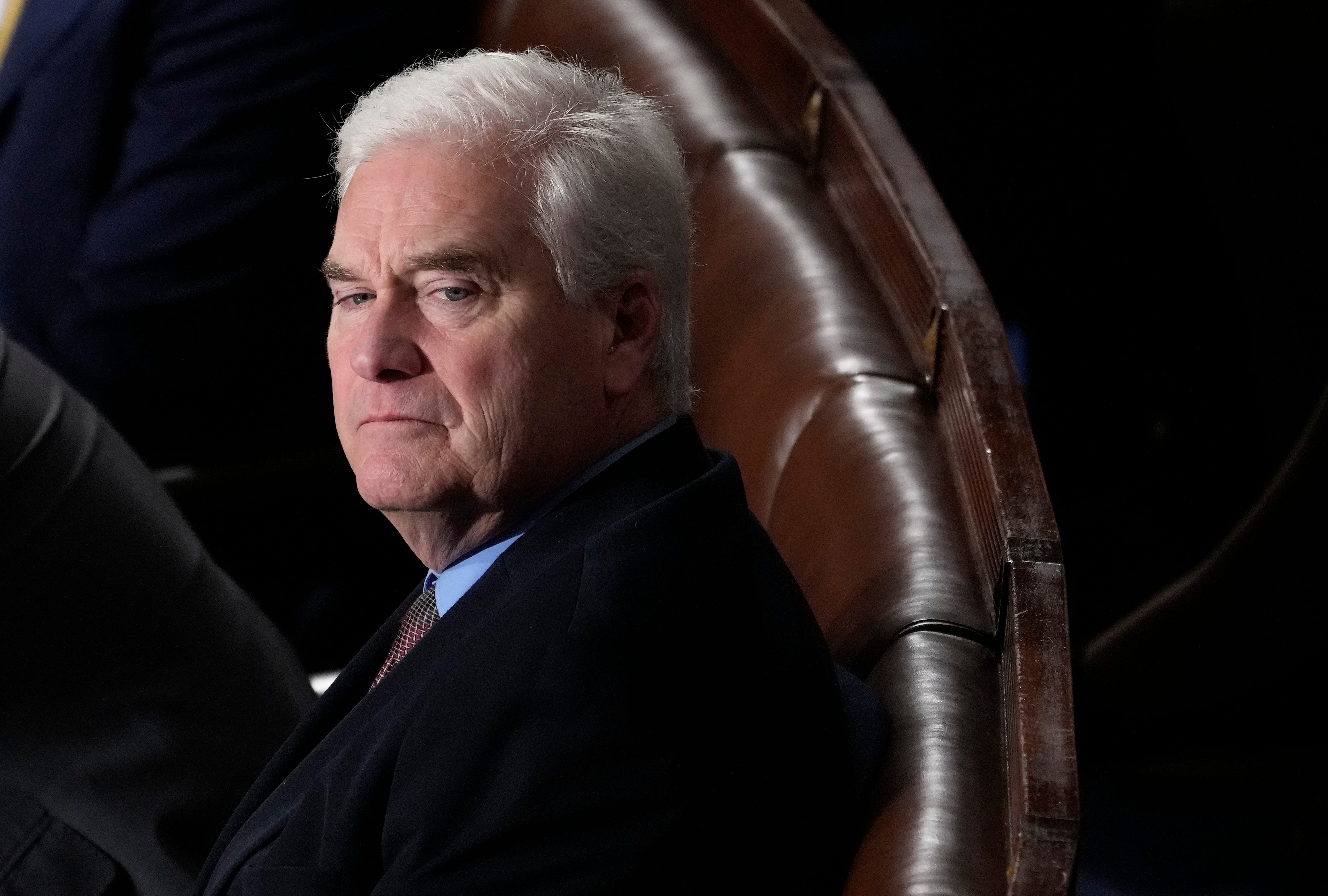 U.S. House Majority Whip Rep. Tom Emmer, R-Minn., watches as the House of Representatives votes for a third time on whether to elevate Rep. Jim Jordan (R-OH) to Speaker of the House in the U.S. Capitol on October 20, 2023 in Washington, DC.