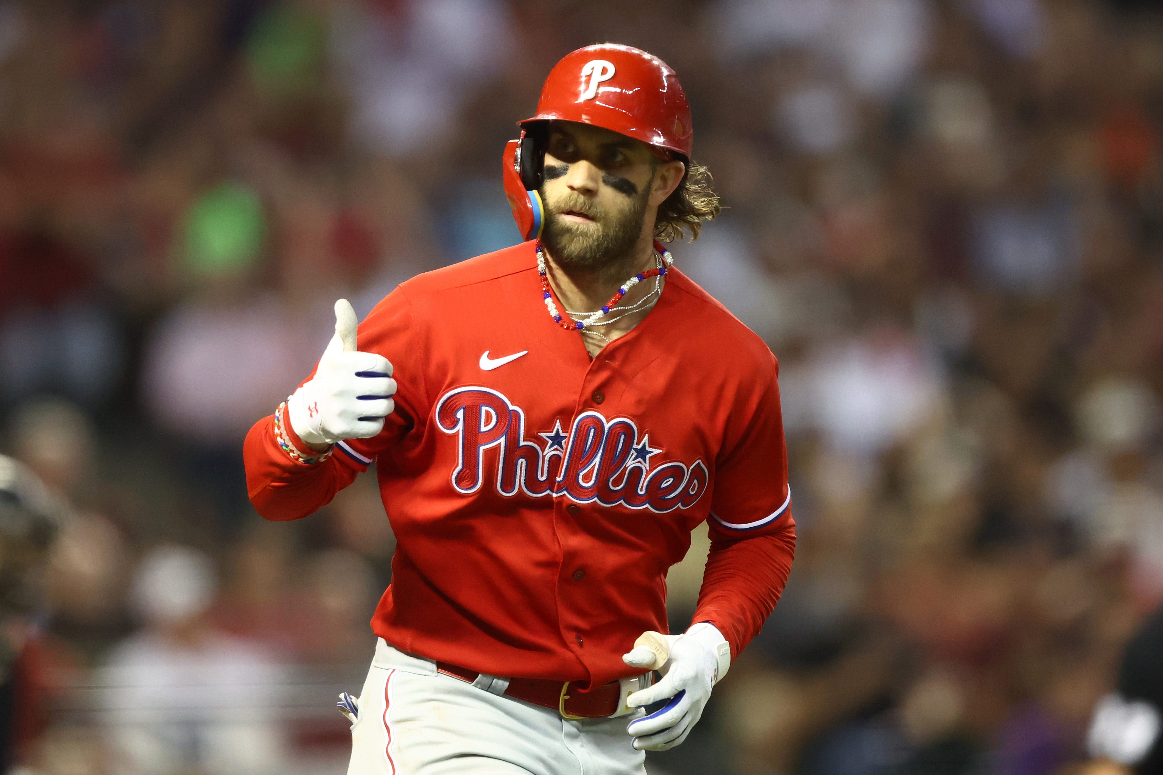 Bryce Harper celebrates his home run in the sixth inning of Game 5.
