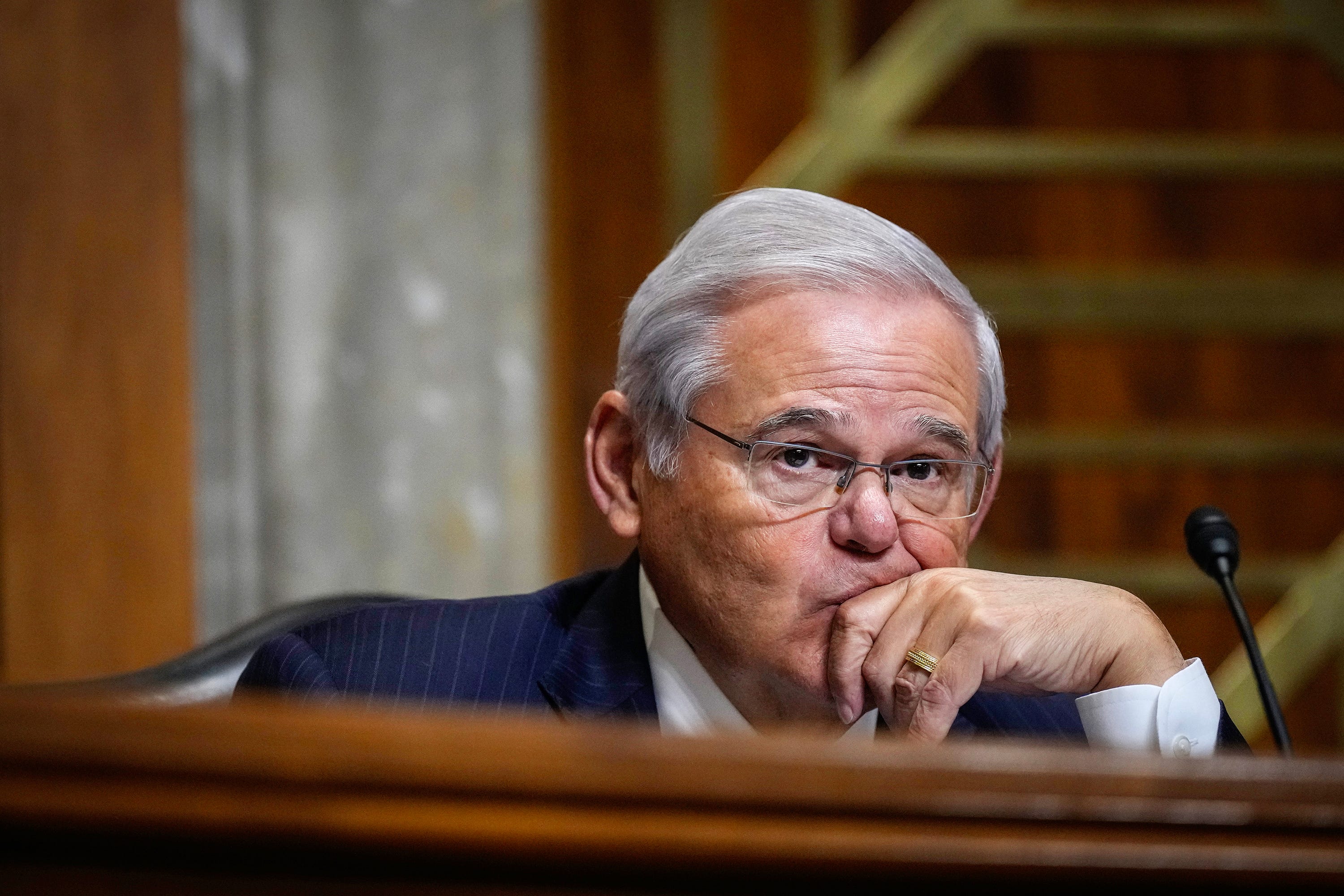 Sen. Bob Menendez (D-NJ) looks on during a Senate Foreign Relations Committee confirmation hearing for Jack Lew, President Joe Biden's nominee to be the U.S. Ambassador to Israel, on Capitol Hill October 18, 2023 in Washington, DC. Lew, a former Treasury Secretary under President Barack Obama, was nominated by Biden in September after former U.S. Ambassador to Israel Thomas Nides left the position over the summer.
