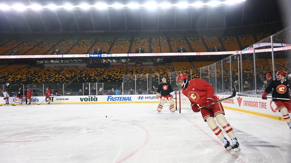 Where is the Oilers vs. Flames outdoor game located?