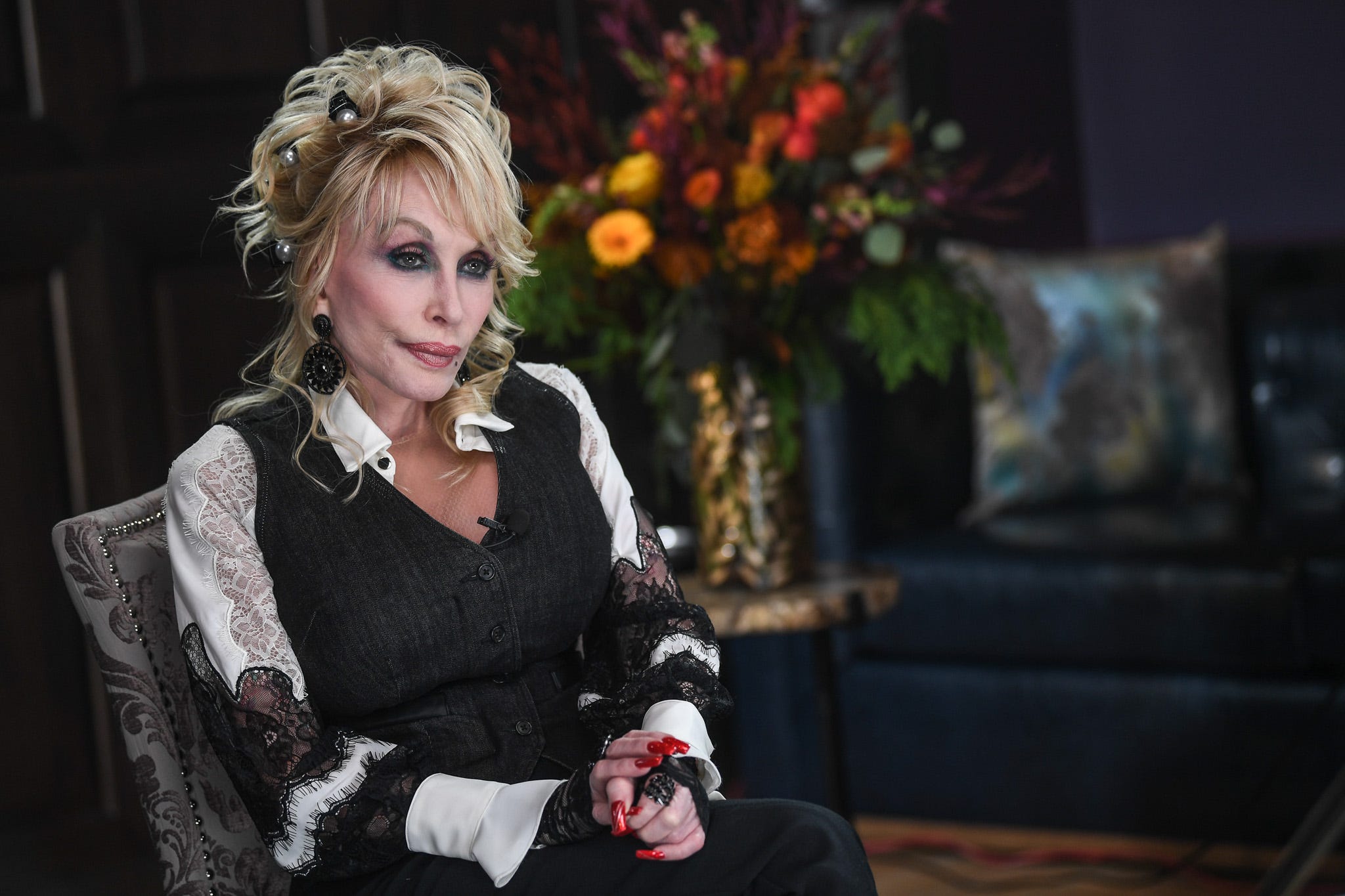 Dolly Parton sits down with Knox News at the grand opening of the Heartsong Lodge & Resort at Dollywood in Pigeon Forge, Friday Nov. 3, 2023.