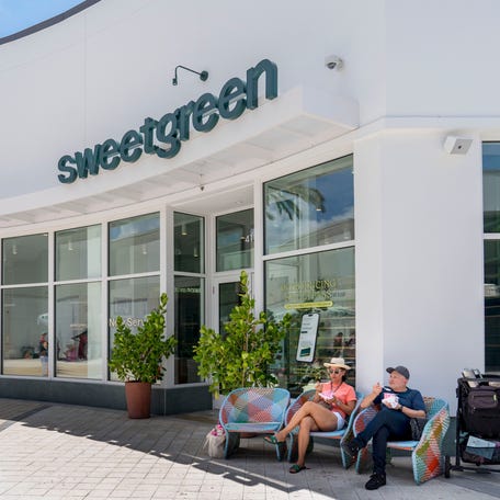 The newly opened Sweetgreen is a fast-casual restaurant with a menu that includes salads, bowls and seafood at Downtown Palm Beach Gardens on July 6, 2023 in Palm Beach Gardens, Florida.