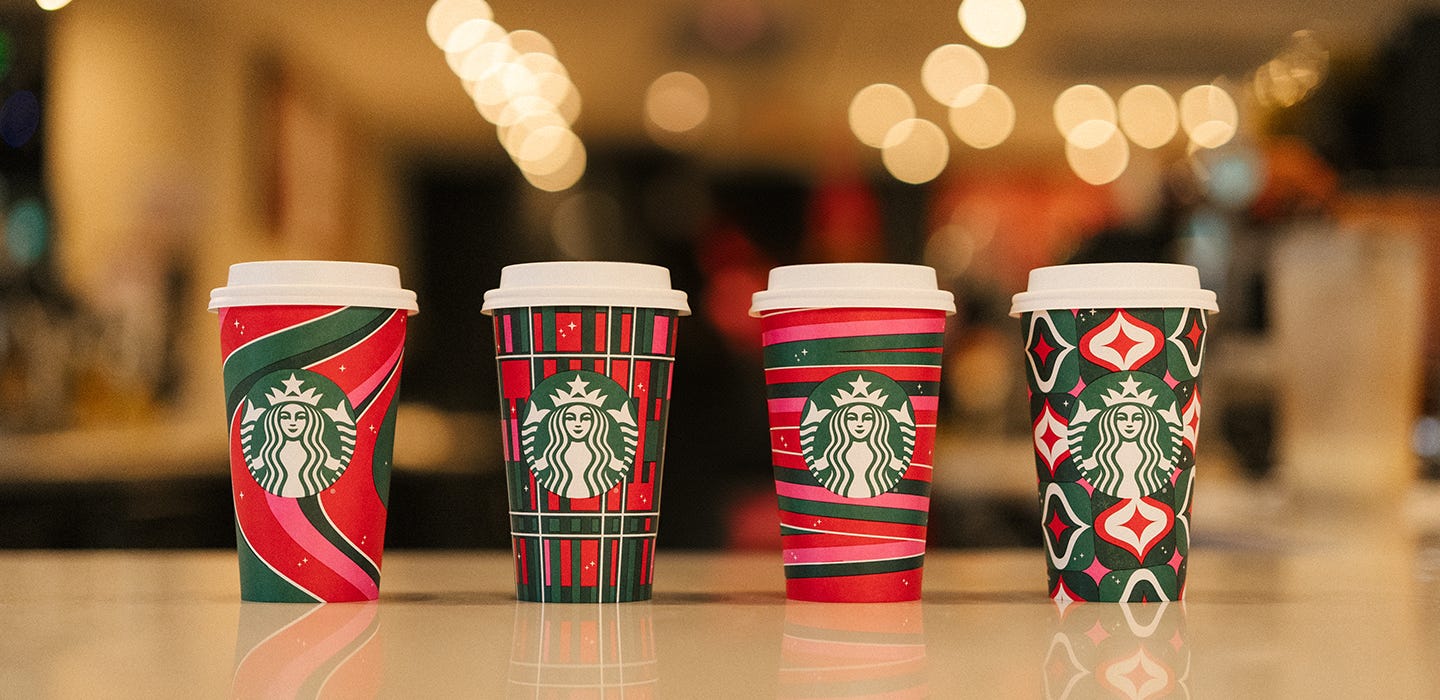 Starbucks' 2023 holiday cups.
