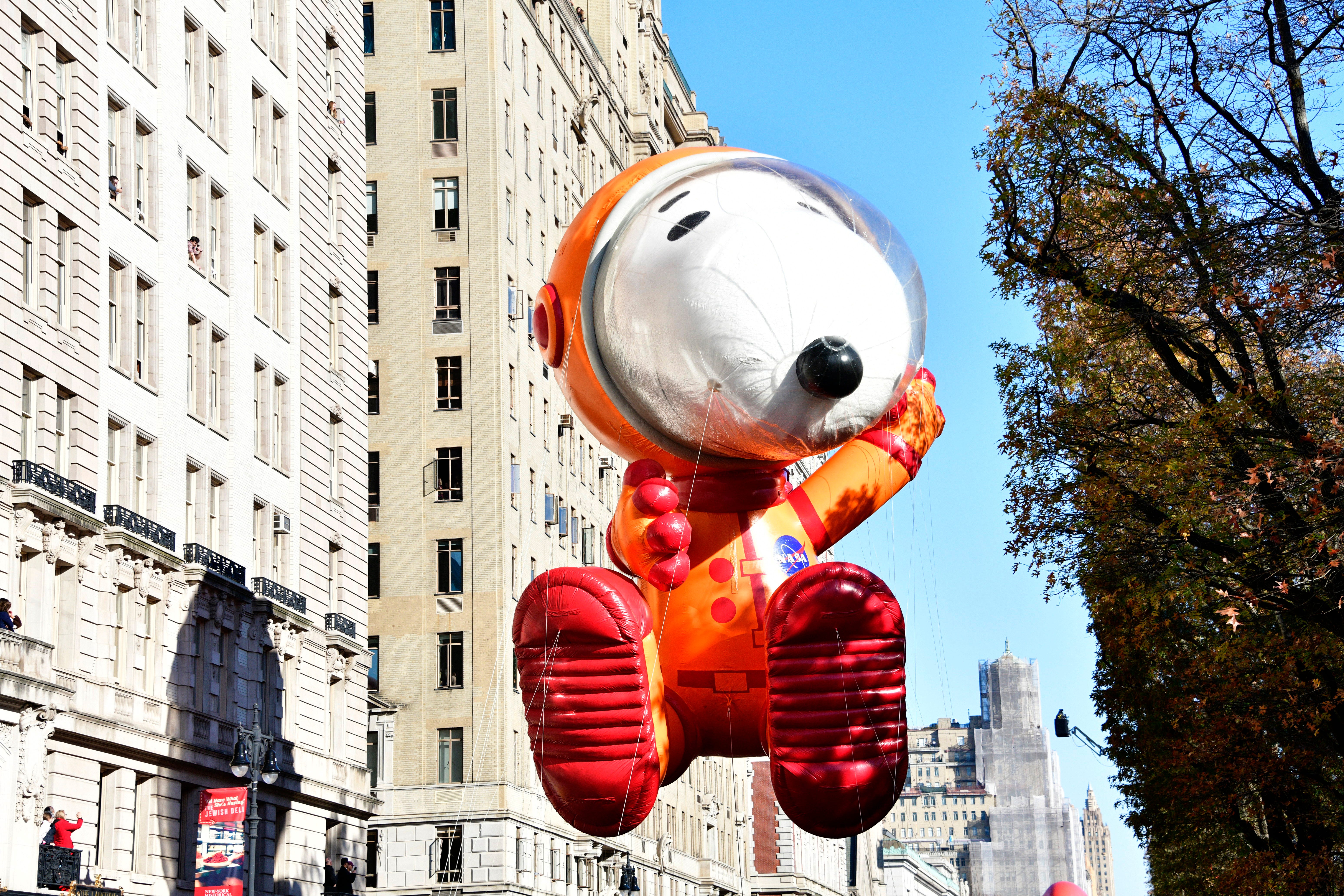 Astronaut Snoopy by Peanuts Worldwide participates in 96th Macy's Thanksgiving Day Parade on November 24, 2022 in New York City.