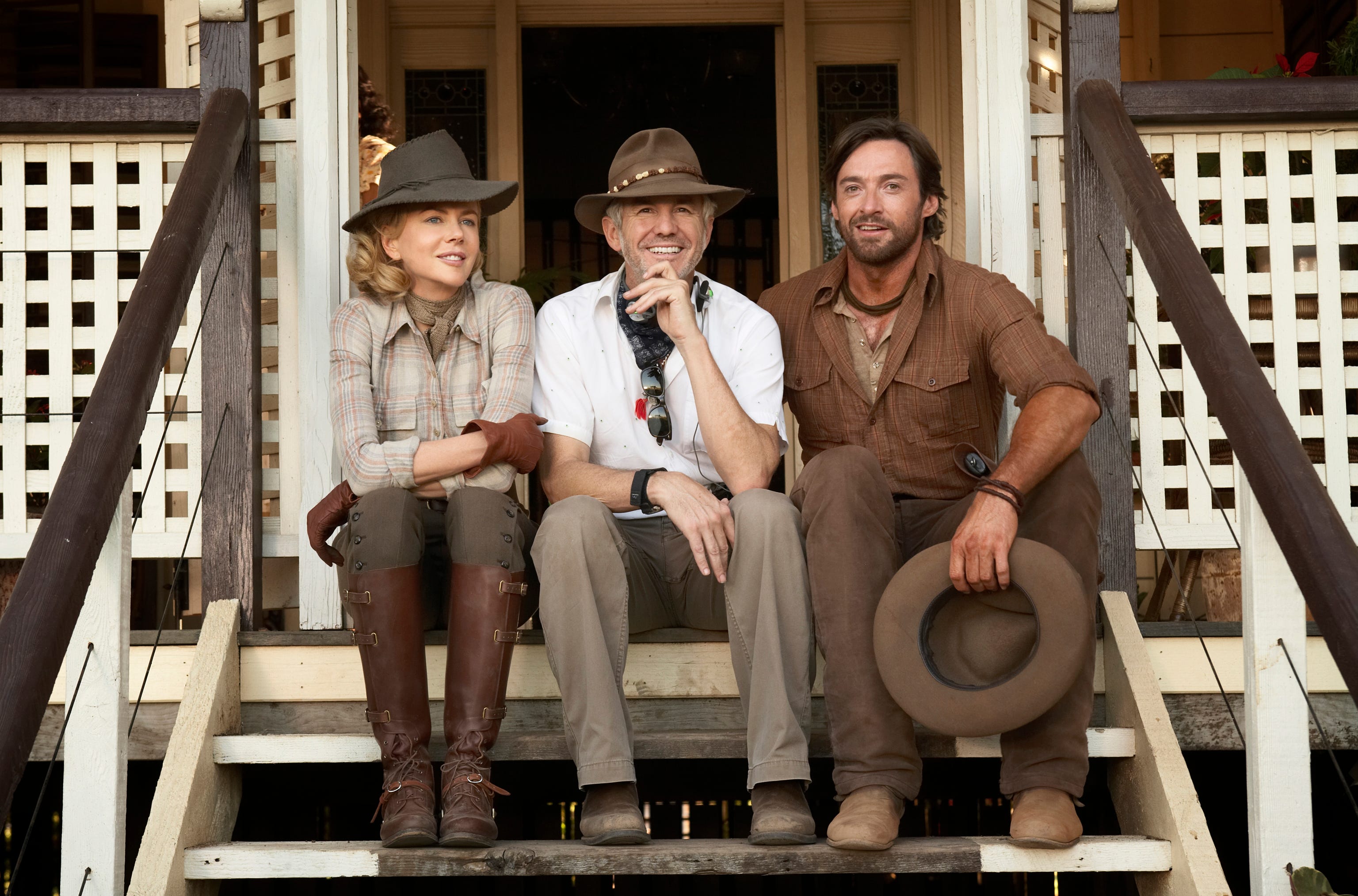 (L-R) Nicole Kidman, director Baz Luhrmann and Hugh Jackman on the set of the motion picture Australia. --- DATE TAKEN: rec'd 12/08 By James Fisher 20th Century Fox HO - handout ORG XMIT: ZX70617
