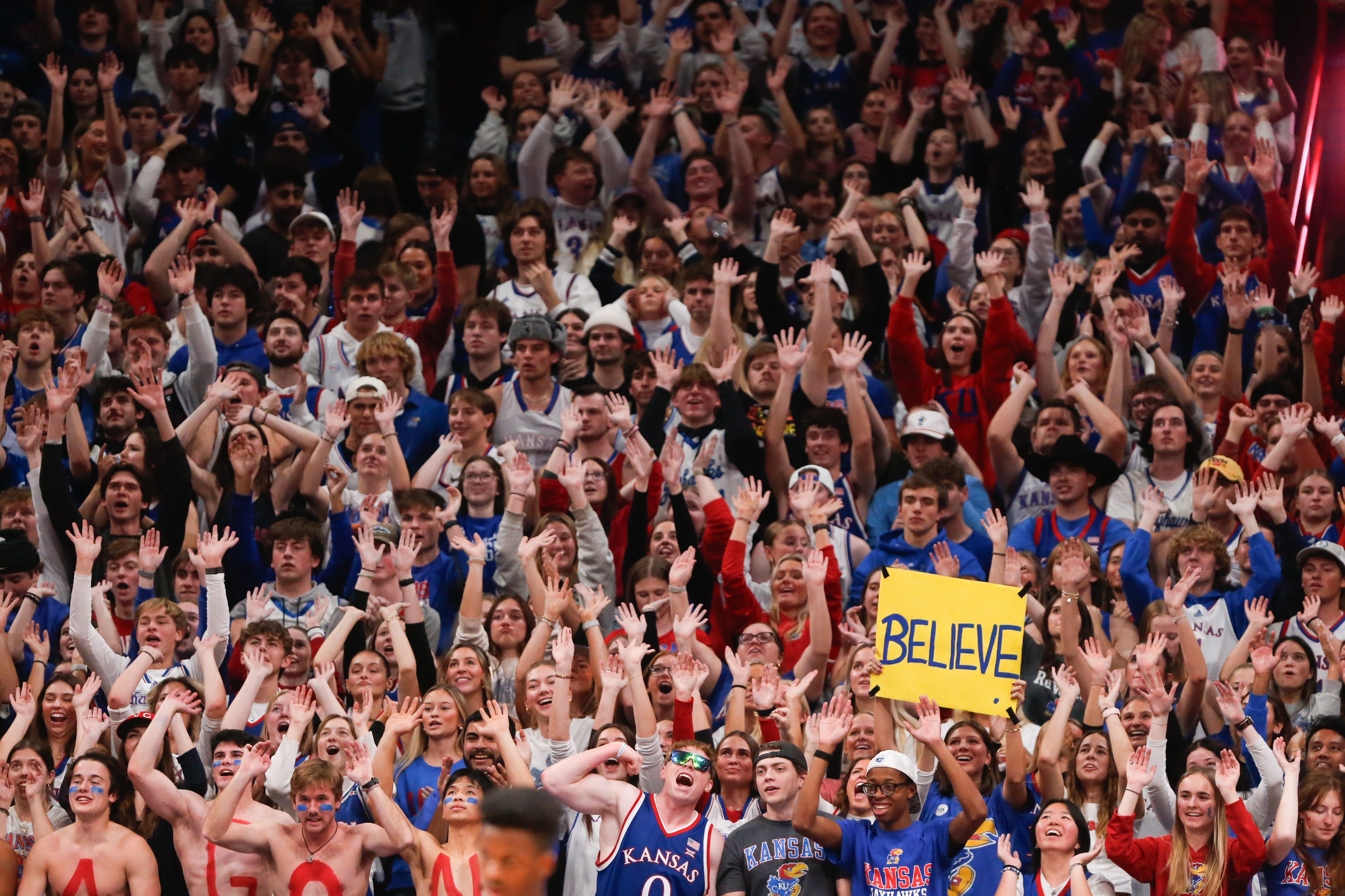 Defending national champion UConn showed up, and Kansas basketball&rsquo;s fan base delivered