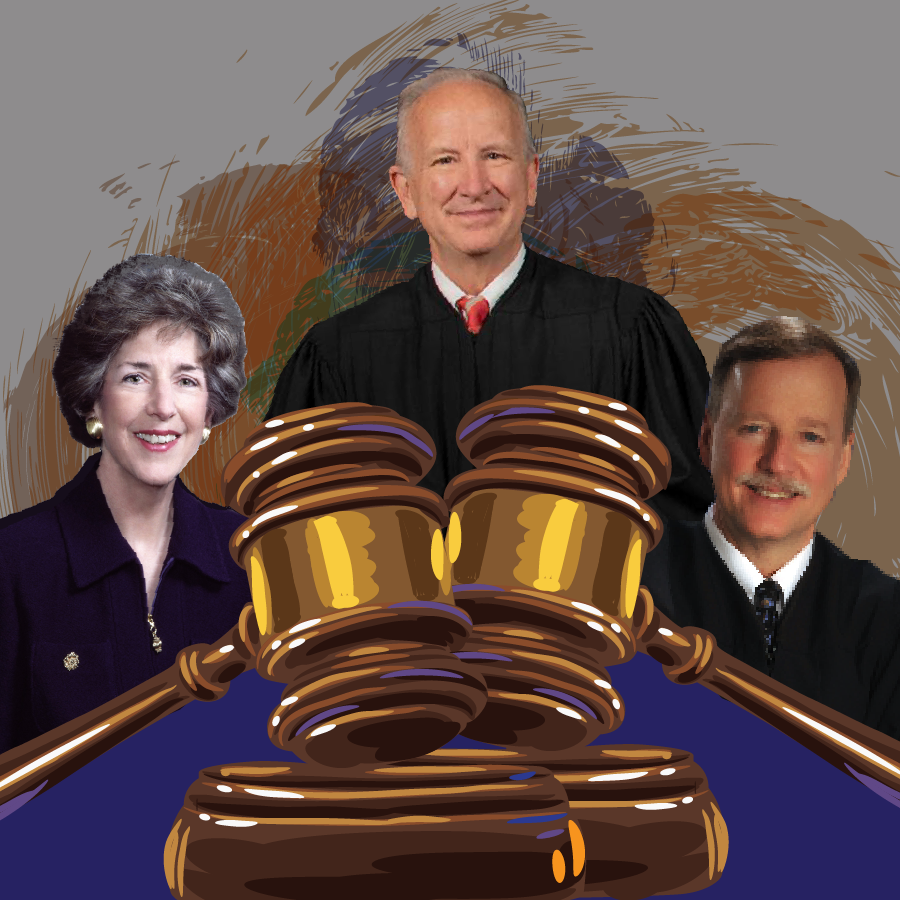 Photos, left to right: California Supreme Court Justice Carol Corrigan, North Carolina Supreme Court Chief Justice Paul Newby and Louisiana Supreme Court Justice Scott Crichton.