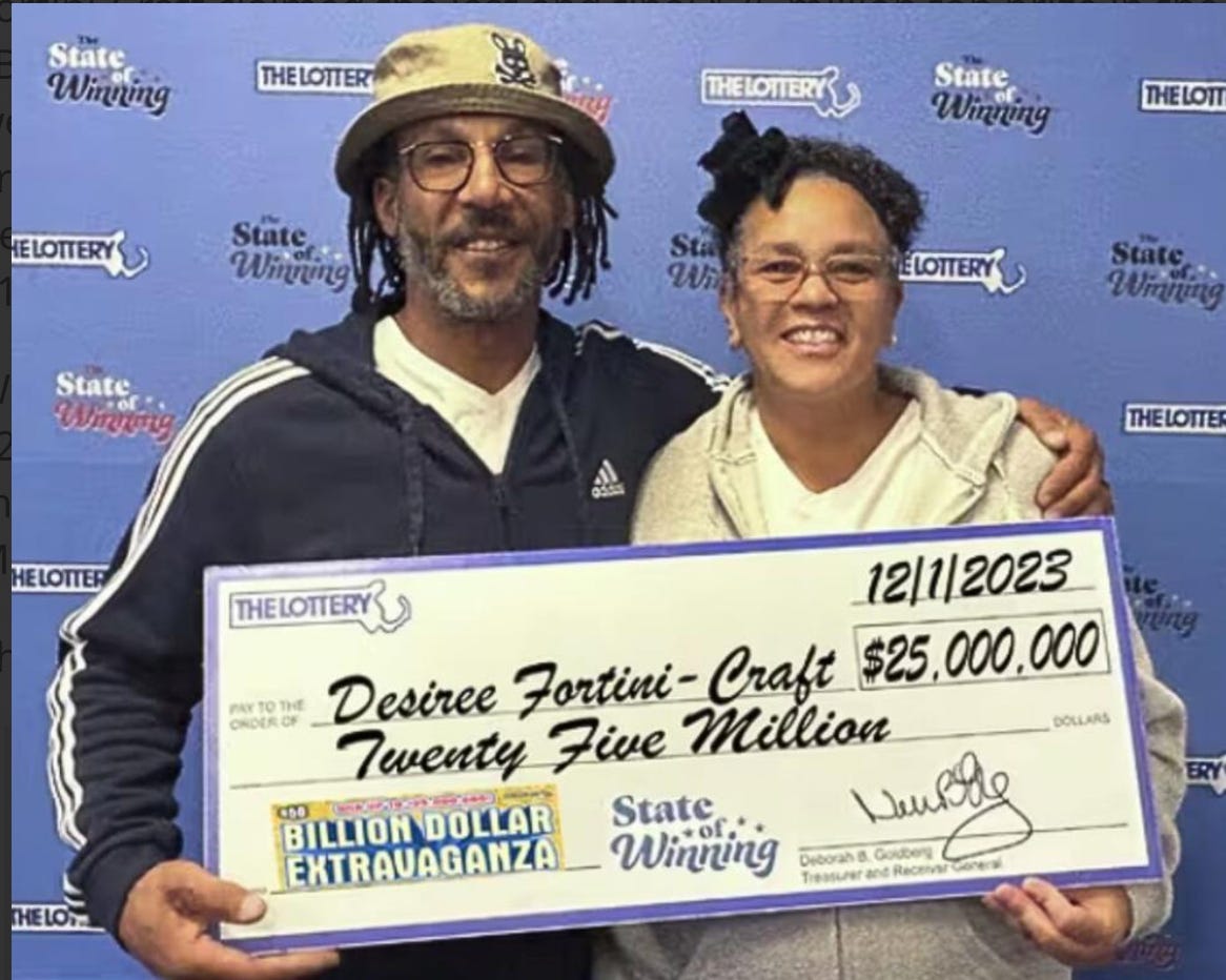 Desiree Fortini-Craft of Hyde Park won $25 million.