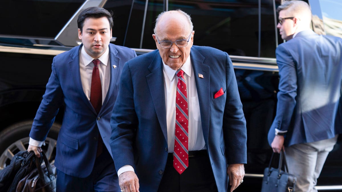 Former New York Mayor Rudy Giuliani arrives at the federal courthouse in Washington on Dec. 14, 2023.