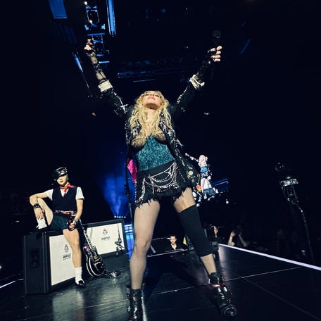 Madonna is still dealing with a wonky knee, but that doesn't slow her down during The Celebration Tour.