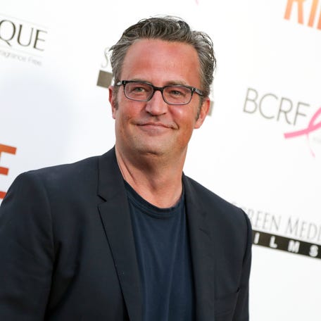 Matthew Perry arrives at the LA Premiere of "Ride" in Los Angeles on April 28, 2015.