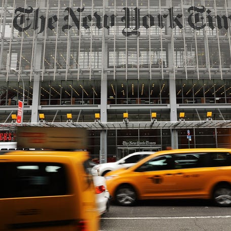 The New York Times building stands in Manhattan in New York City.