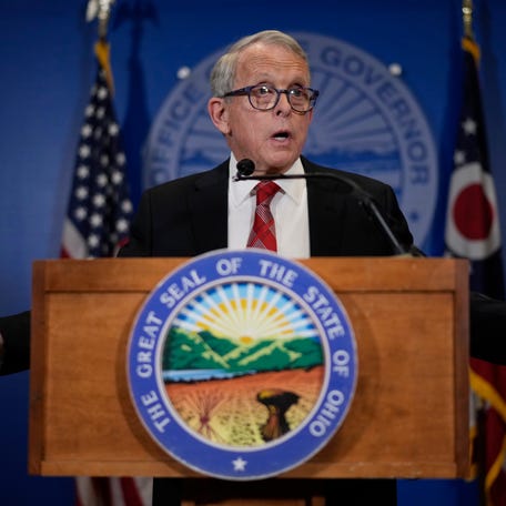 Ohio Gov. Mike DeWine speaks during a news conference, Friday, Dec. 29, 2023, in Columbus, Ohio. DeWine vetoed a measure Friday that would have banned gender-affirming care for minors and transgender athletes' participation in girls and women's sports, in a break from members of his party who championed the legislation.