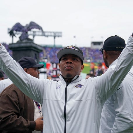 Ray Rice was on hand in 2022 to celebrate the 10th anniversary of the Ravens' Super Bowl championship.
