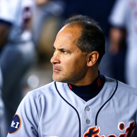Omar Vizquel in 2017, during his time as Detroit's first-base coach.