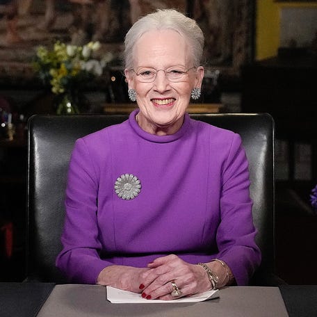 Queen Margrethe II of Denmark gives a New Year's speech from Christian IX's Palace, Amalienborg Castle, in Copenhagen, Denmark, on Dec. 31, 2023, announcing her upcoming abdication. The queen announced in her traditional address that she would abdicate on Jan. 14, 2024, after 52 years on the throne.