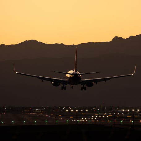 Planes land and take off from Harry Reid International Airport on October 14, 2022 in Las Vegas, Nevada.