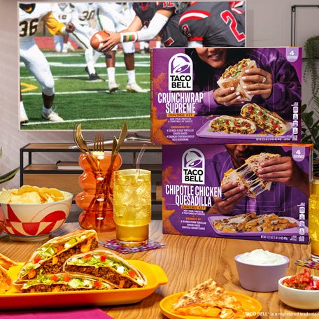 EMBARGOED UNTIL JAN. 4 at 7:01 AM: The new Taco Bell at Home Crunchwrap Supreme and Chipotle Chicken Quesadilla 