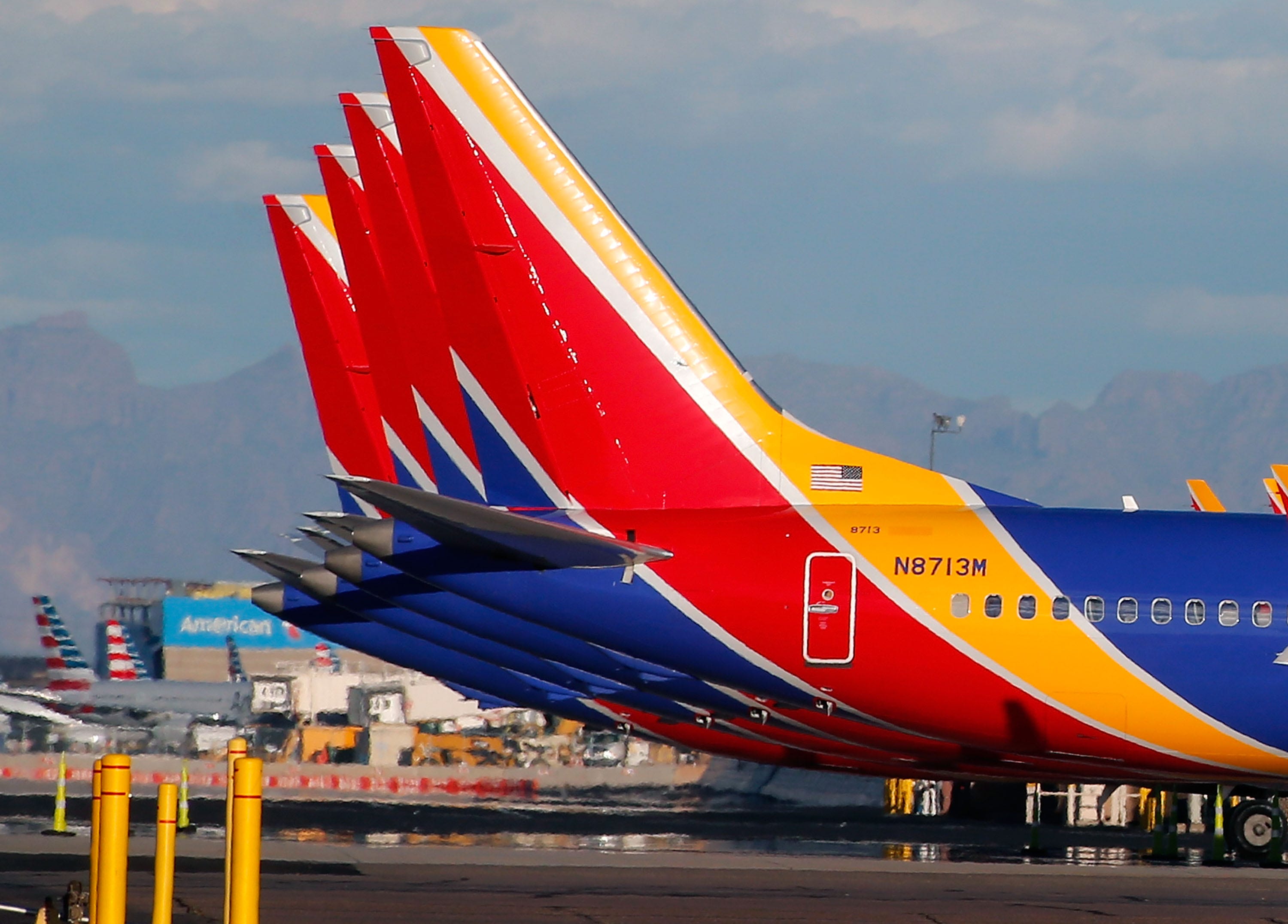 A group of Southwest Airlines Boeing 737 MAX 8 aircraft sit on the tarmac at Phoenix Sky Harbor International Airport on March 13, 2019 in Phoenix, Arizona. The United States announced it would follow countries around the world and grounded all Boeing 737 Max 8 aircraft following the crash of an Ethiopia Airlines 737 Max 8.