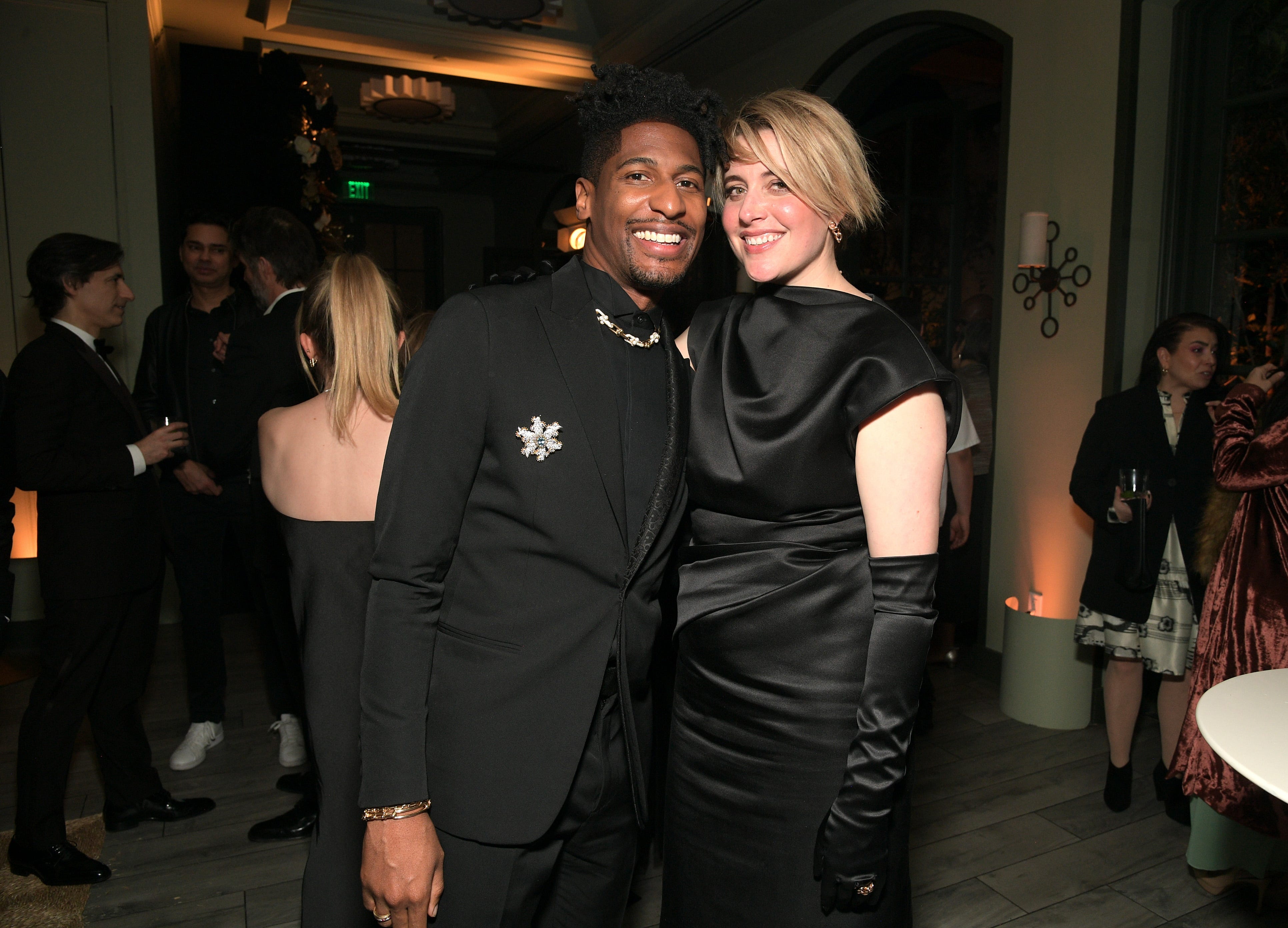 Jon Batiste and Greta Gerwig attend Netflix's 2024 Golden Globe After Party at Spago in Beverly Hills, Calif.