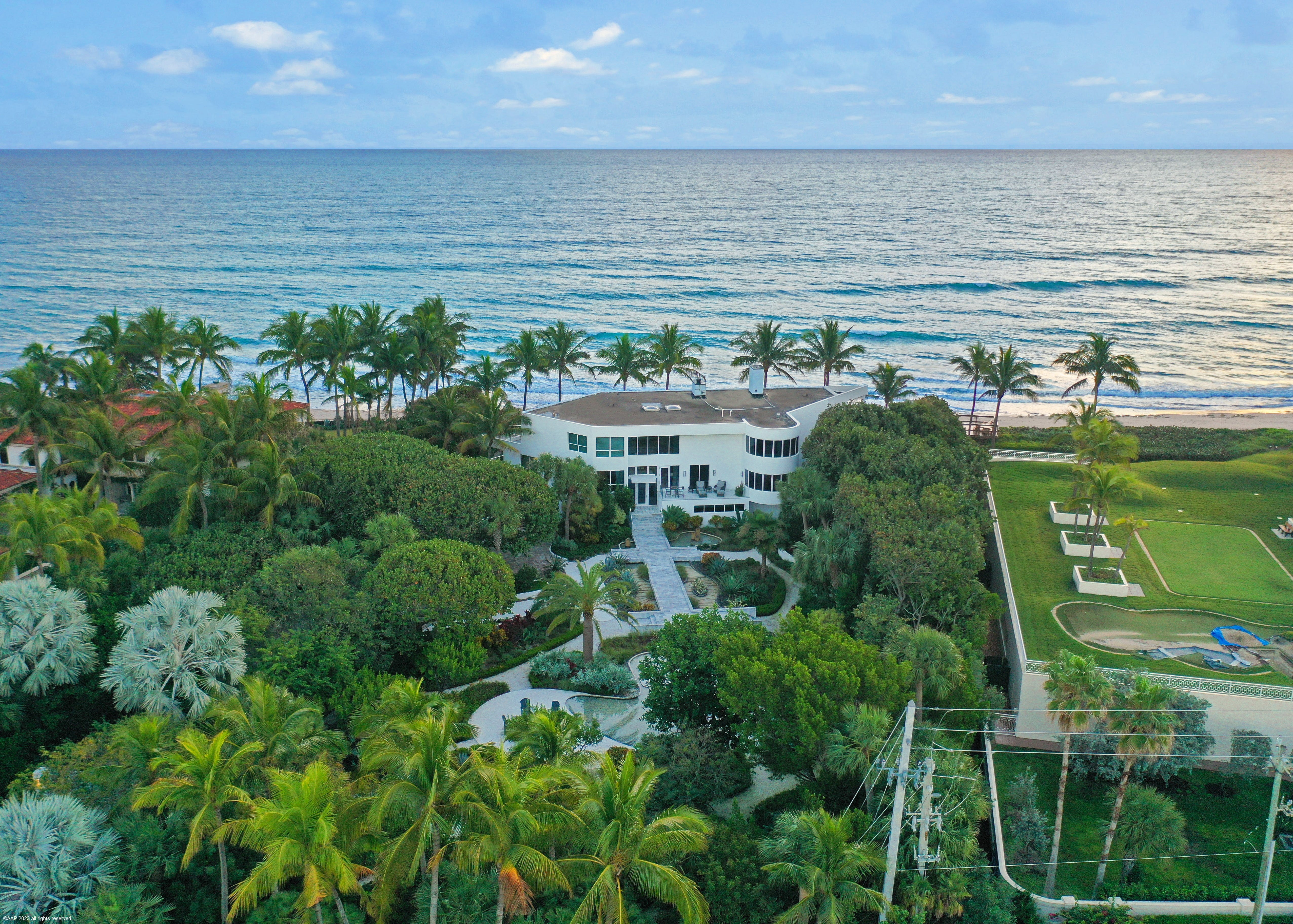 Aerial view of Jupiter Island, Florida home sold by Corcoran for $17.5 million. The home was reportedly bought by now retired Alabama head football coach Nick Saba.