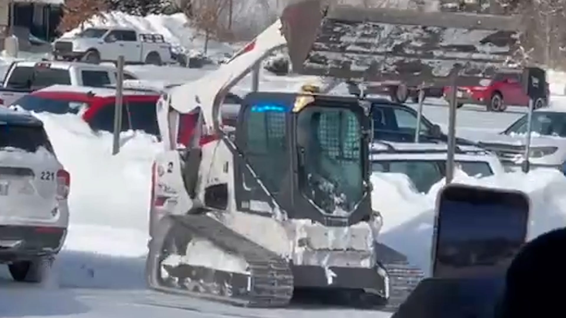 Wild video footage captured a man who police in Nebraska say stole a skid loader and "went on a rampage" on Jan. 14, 2024 slamming the machine into stores, an ATM and other vehicles including a police SUV with an officer behind the wheel. Samuel Peyrot of Lincoln was arrested on charges including second-degree assault on an officer, second-degree assault and criminal mischief in connection to the incidents.