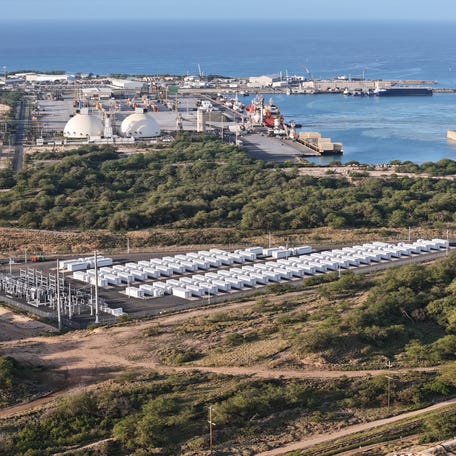 The Plus Power Kapolei Energy Storage facility, located on eight acres of land in Kapolei on Oahu 20 miles west of Honolulu. The battery helped replace the island's coal-fired plant which closed in 2022. It was turned on just before Christmas of 2023 and fully operation in January 2024.