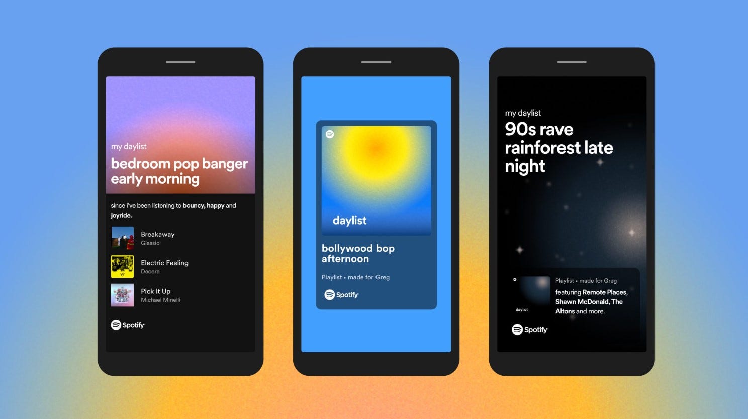 Spotify Daylists are regularly updated playlists based on niche music and microgenres you listen to at particular times during the day or on specific days of the week.