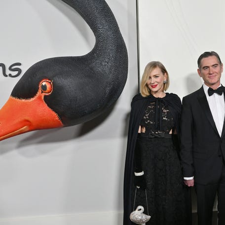 British actress Naomi Watts (L) and US actor Billy Crudup arrive for FX's "Feud: Capote vs. The Swans" premiere at the Museum of Modern Art in New York, on January 23, 2024. (Photo by ANGELA WEISS / AFP) (Photo by ANGELA WEISS/AFP via Getty Images) ORG XMIT: 776089901 ORIG FILE ID: 1948408623