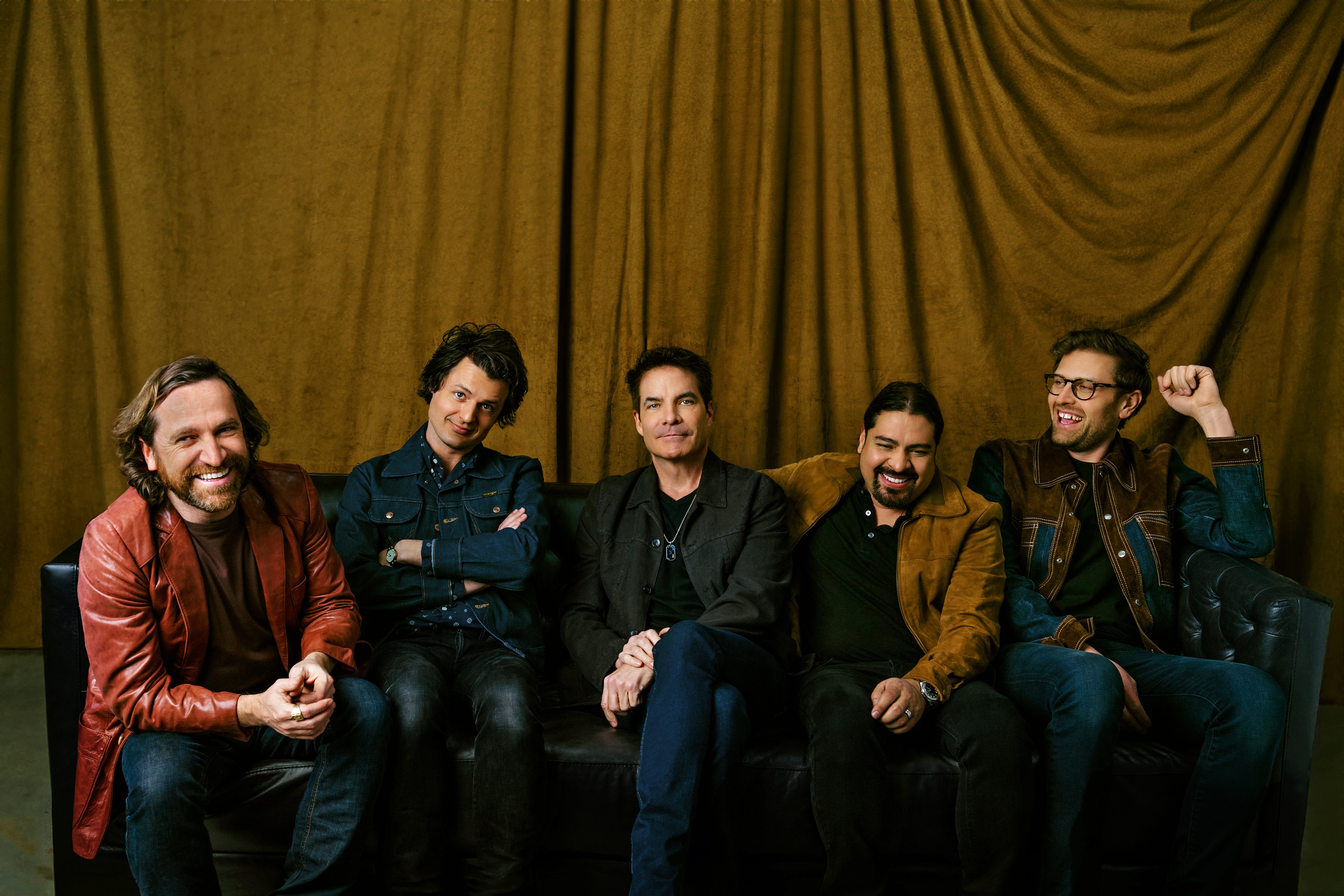 Train, anchored by singer Pat Monahan (center), will hit the road for a joint summer tour with REO Speedwagon.