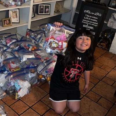 Davenee Jaramillo, a Texas second grader who used her allowance to make goodie bags for people suffering from homelessness.