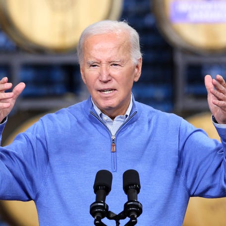 President Joe Biden speaks at Earth Rider Brewery, Thursday, Jan. 25, 2024, in Superior, Wis.
